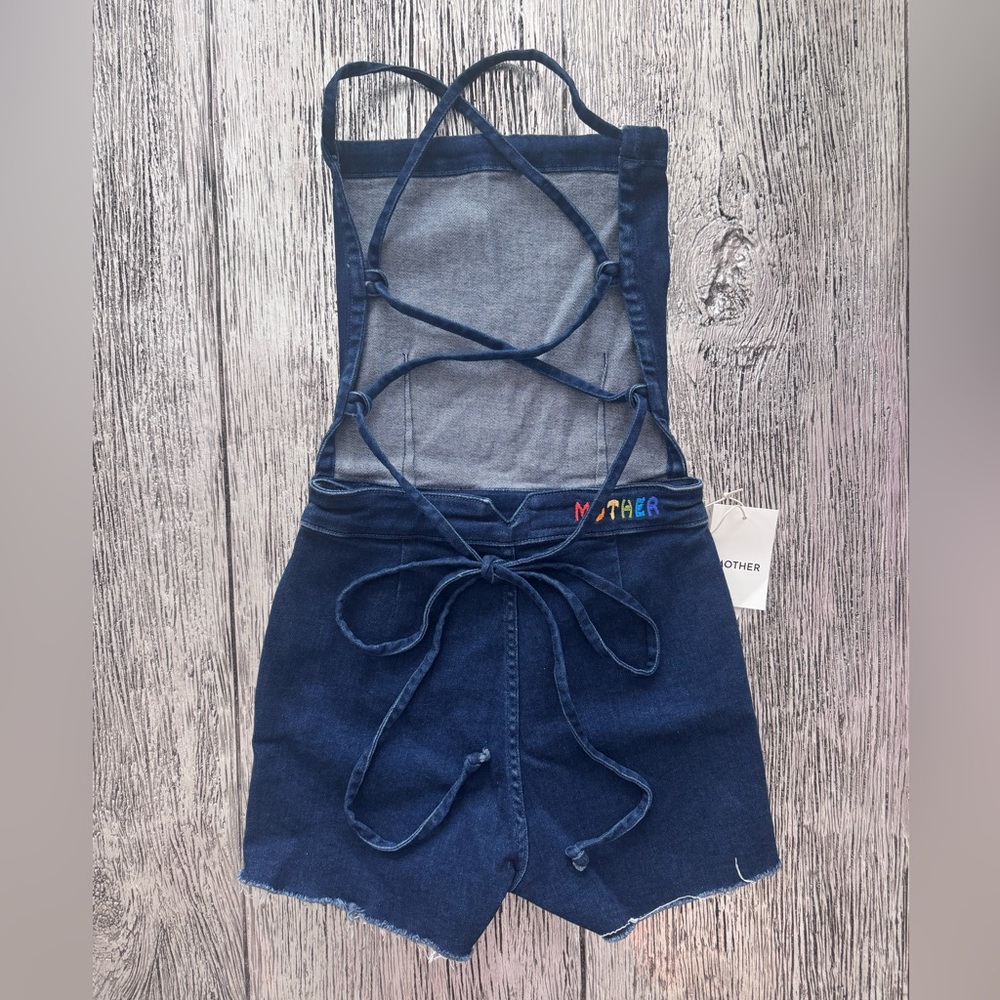 (NWT) *SOLD OUT EVERYWHERE* MOTHER DENIM TIE BACK HUSTLER OVERALLS 🌈 - Picture 10 of 13